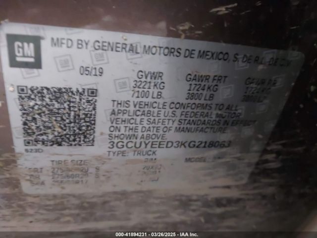 3GCUYEED3KG218063 Chevrolet Silverado 1500 Rst