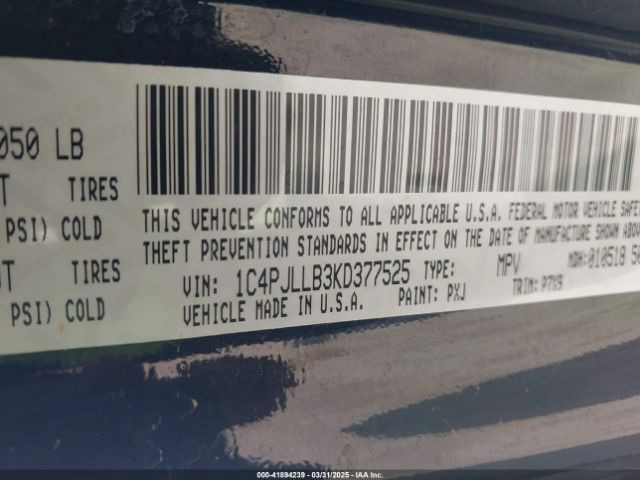 1C4PJLLB3KD377525 Jeep Cherokee Latitude Plus Fwd