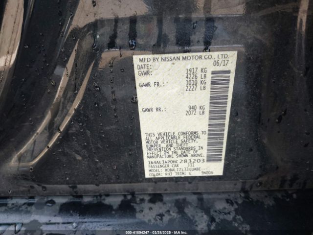 1N4AL3AP0HC283203 Nissan Altima 2.5 Sv