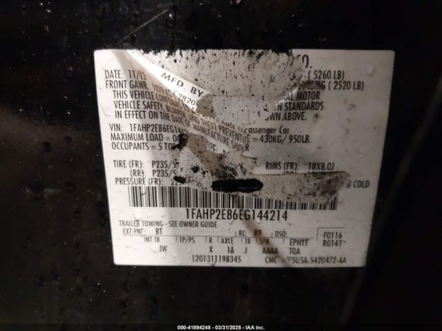 1FAHP2E86EG144214 Ford TAURUS SEL