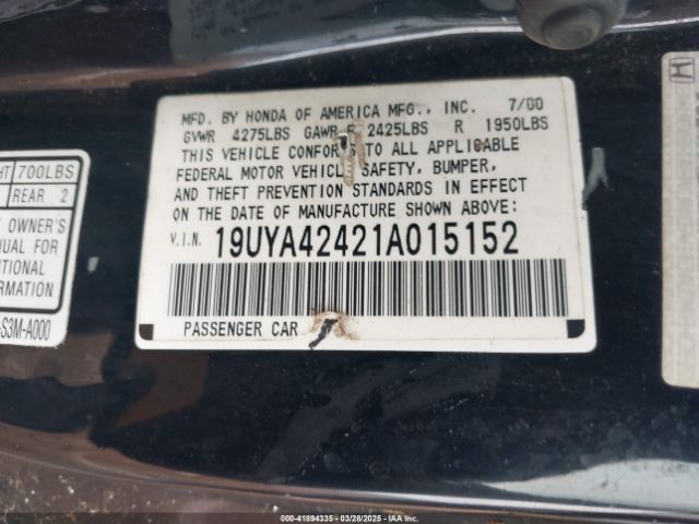 2001 ACURA CL 19UYA42421A015152 Photo 8