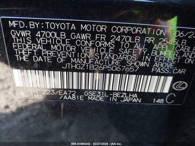 JTHGZ1B26P5067657 Lexus Is 350 F Sport
