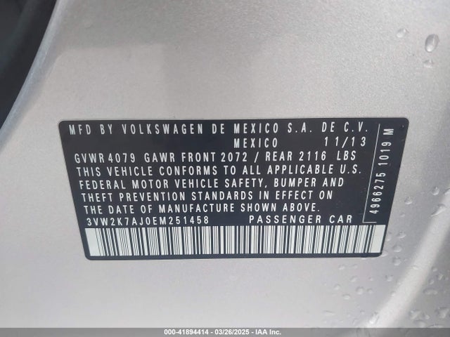 3VW2K7AJ0EM251458 Volkswagen Jetta 2.0l S