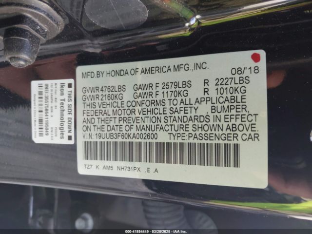 19UUB3F60KA002600 Acura Tlx Tech   A-spec Pkgs