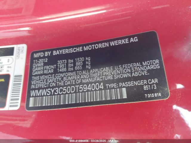 2013 MINI ROADSTER WMWSY3C50DT594004 Photo 8