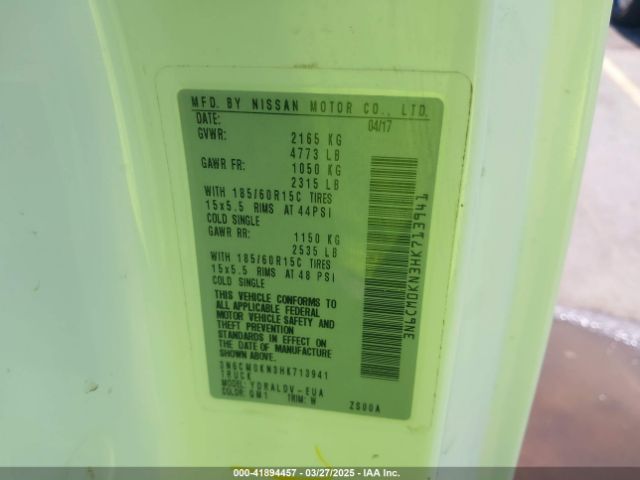 3N6CM0KN3HK713941 Nissan Nv200 S
