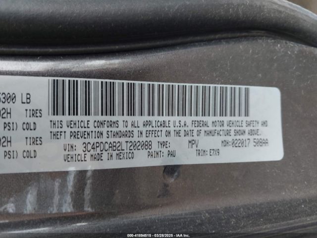 3C4PDCAB2LT202088 Dodge Journey Se Value