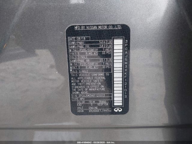 3PCAJ5M3XKF121013 Infiniti Qx50 Essential