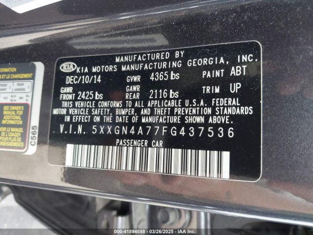 5XXGN4A77FG437536 KIA OPTIMA EX