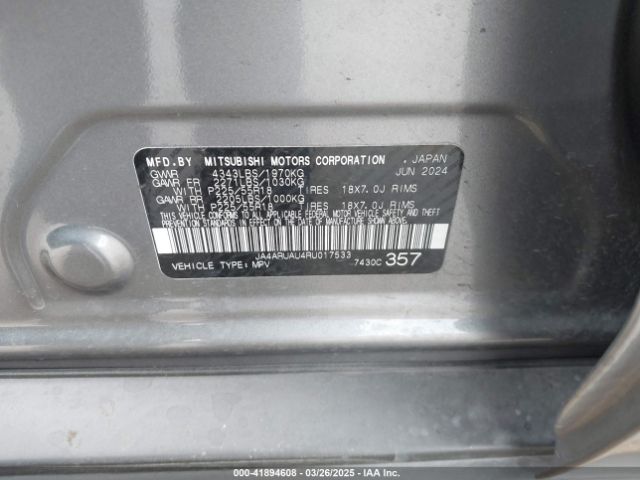 JA4ARUAU4RU017533 Mitsubishi Outlander Sport 2.0 Es Awc/2.0 Ralliart Awc/2.0 S Awc/es/le/ralliart/s/se/trail Edition