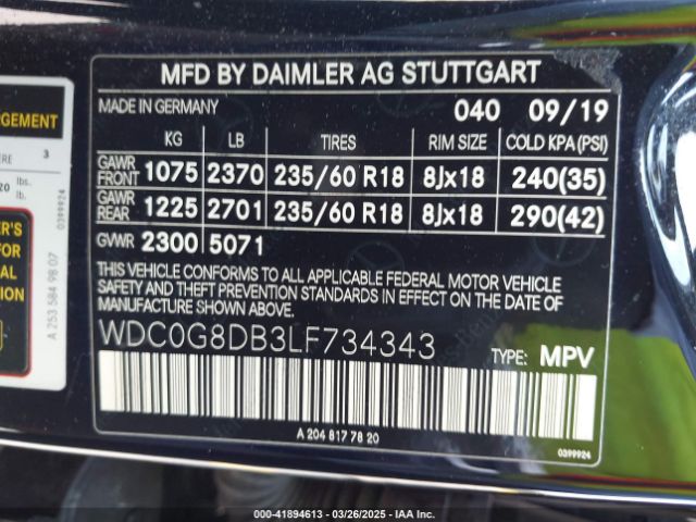 WDC0G8DB3LF734343 Mercedes-Benz GLC 300