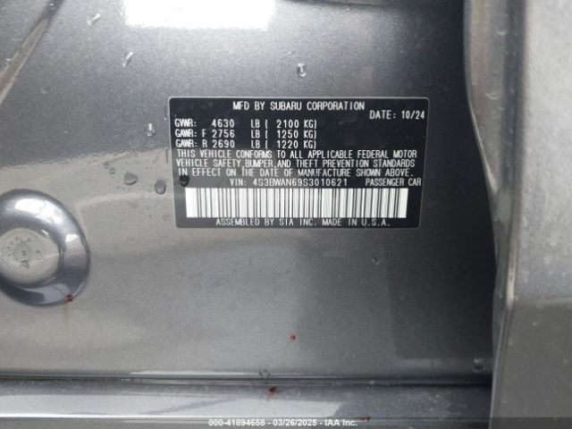 4S3BWAN69S3010621 Subaru Legacy Limited