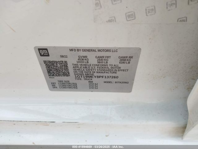 1GT19MEY8PF137260 GMC Sierra 2500hd 4wd  Long Bed Sle