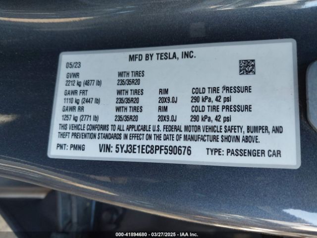 5YJ3E1EC8PF590676 Tesla Model 3 Performance Dual Motor All-wheel Drive