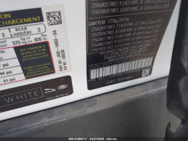 SALWR2RV0JA400235 Land Rover Range Rover Sport Hse