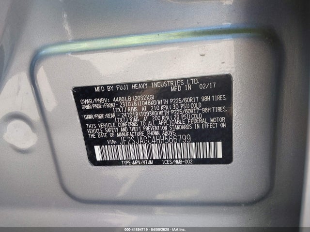JF2SJAGC4HH566799 Subaru Forester 2.5i Premium