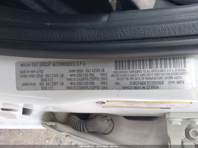 ZFBCFABH7EZ001169 Fiat 500l Easy