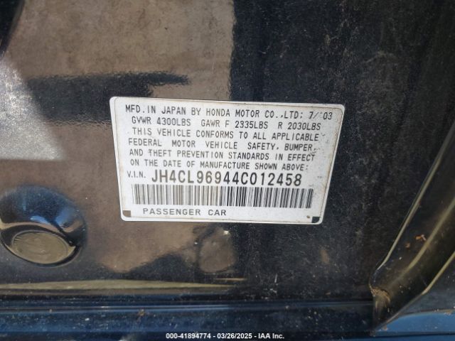 2004 ACURA TSX JH4CL96944C012458 Photo 8