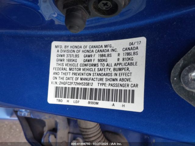2HGFC2F72HH535812 Honda CIVIC EX