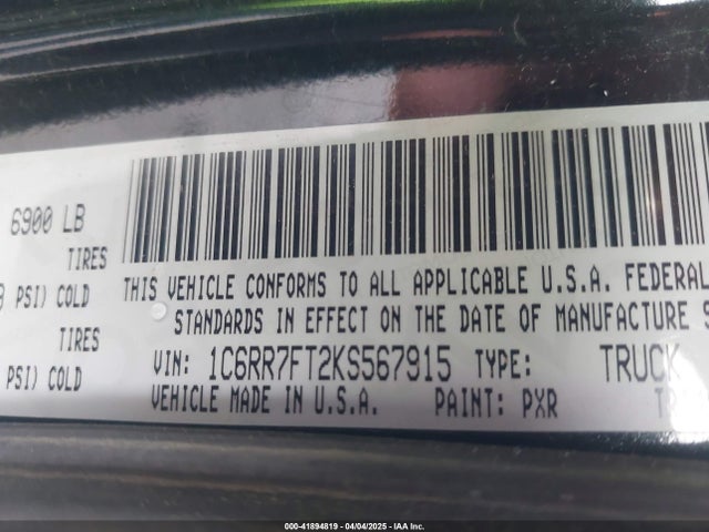 RAM 2019 2019 1C6RR7FT2KS567915 Image 9