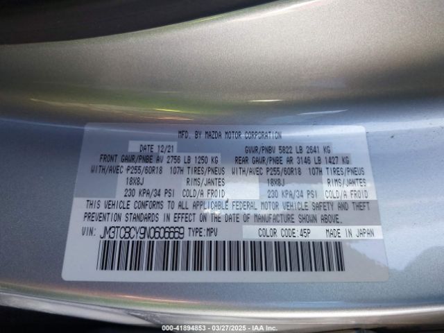 JM3TCBCY9N0606669 Mazda Cx-9 Touring