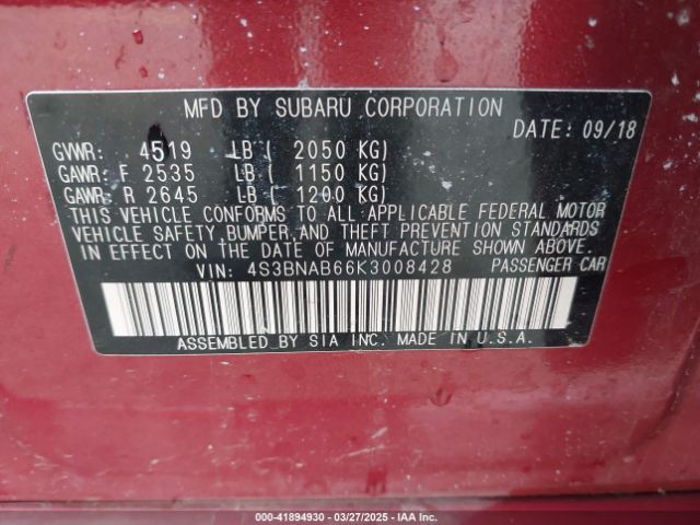 4S3BNAB66K3008428 Subaru Legacy 2.5i