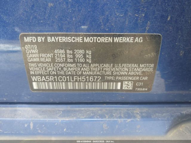 WBA5R1C01LFH51672 BMW 330I