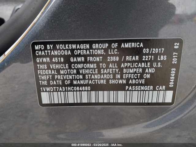 1VWDT7A31HC064680 Volkswagen Passat 1.8t R-line
