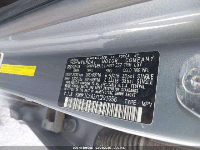 KM8K1CAA2KU291056 Hyundai Kona Se
