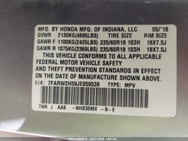 7FARW2H59JE059539 Honda CR-V EX