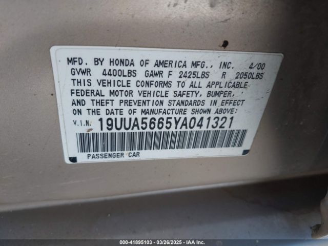 2000 ACURA 3.2TL 19UUA5665YA041321 Photo 8
