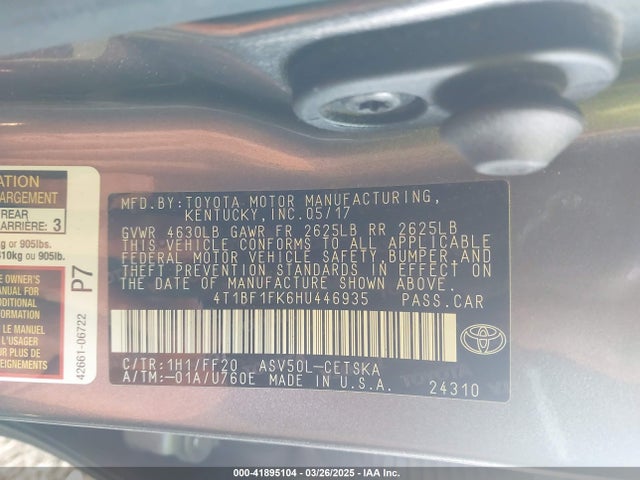 4T1BF1FK6HU446935 Toyota CAMRY SE