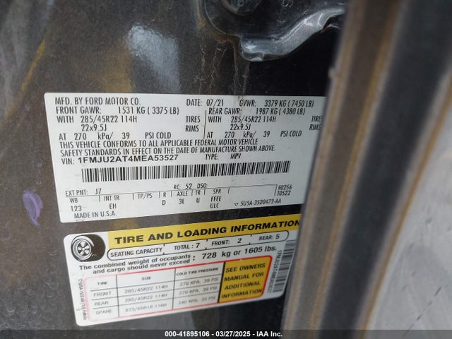 1FMJU2AT4MEA53527 Ford Expedition Limited