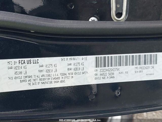 2C3CDXHG2GH237501 Dodge Charger Sxt