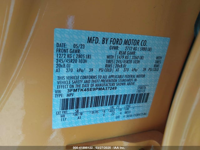 3FMTK4SE9PMA37249 Ford Mustang Mach-e Gt