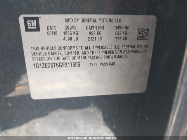 1G1ZE5ST6GF317696 Chevrolet MALIBU 1LT