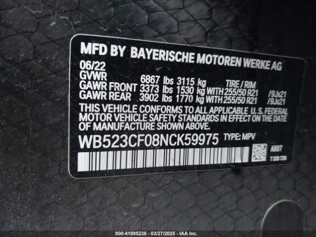 WB523CF08NCK59975 BMW Ix Xdrive50