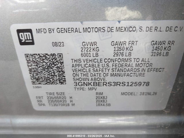3GNKBERS3RS125978 Chevrolet Blazer Fwd Rs