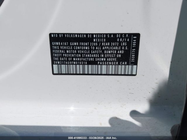 3VW217AU9FM010318 Volkswagen Golf Tsi S 4-door