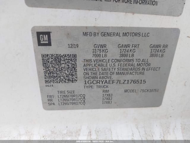 1GCRYAEF7LZ176515 Chevrolet Silverado 1500 4wd Double Cab Standard Bed Wt