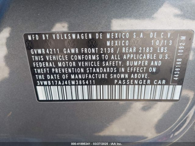 3VWB17AJ4EM385411 Volkswagen Jetta 1.8t Se