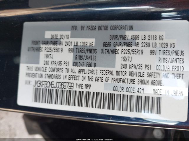 JM3KFBCM5J0369799 Mazda Cx-5 Touring