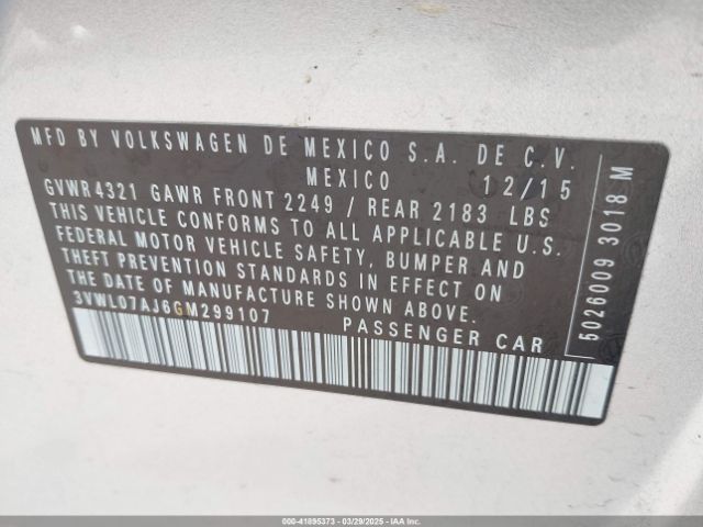 3VWL07AJ6GM299107 Volkswagen Jetta 1.8t Sel