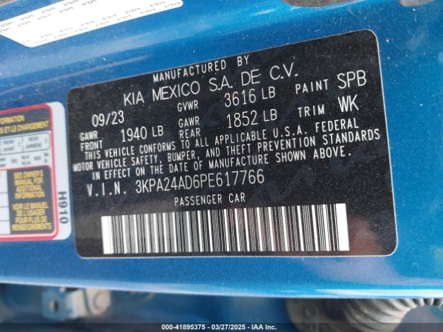 3KPA24AD6PE617766 KIA RIO S