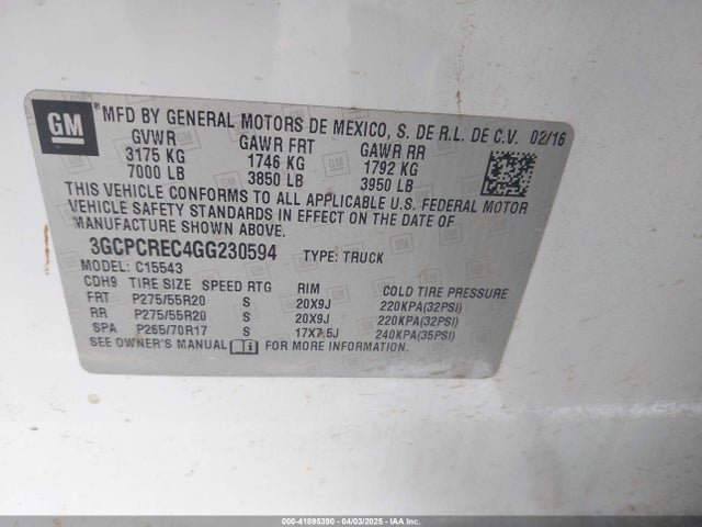 3GCPCREC4GG230594 Chevrolet Silverado 1500 1lt
