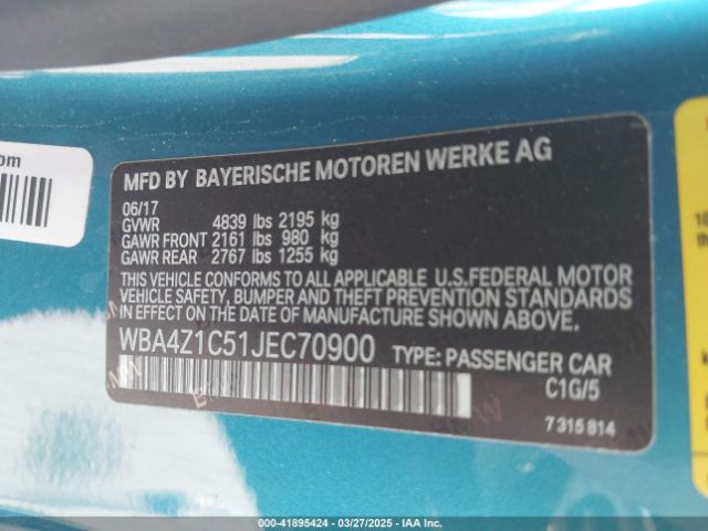 WBA4Z1C51JEC70900 BMW 430I
