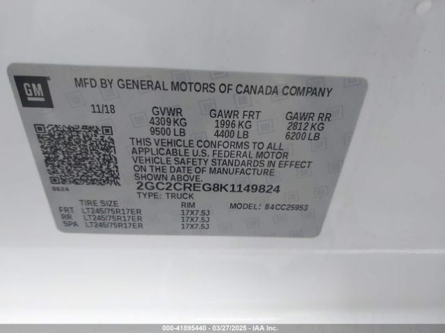 2GC2CREG8K1149824 Chevrolet Silverado 2500hd Wt