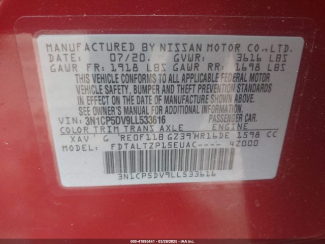 3N1CP5DV9LL533616 Nissan Kicks Sr Xtronic Cvt