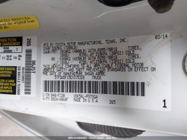 5TFDW5F15EX375328 Toyota Tundra Sr5 5.7l V8
