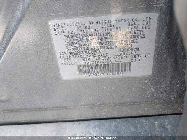 3N1CP5CVXLL550975 Nissan Kicks Sv Xtronic Cvt